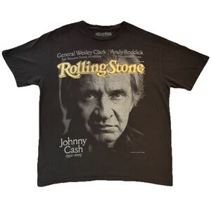 Rolling Stone Johnny Cash Graphic T Shirt Black XXL Band Tee Cotton